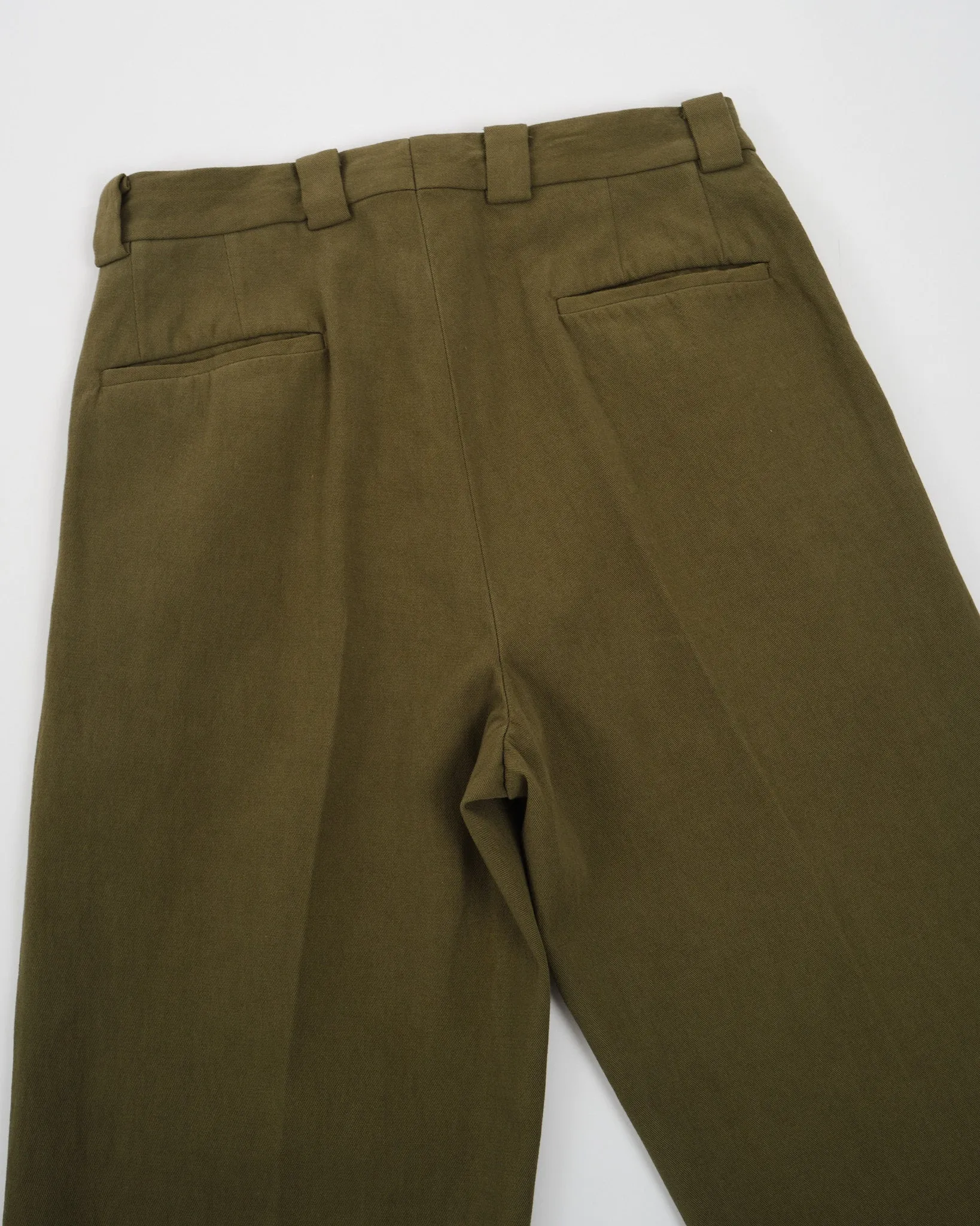 2Pleats Wide Trousers Olive