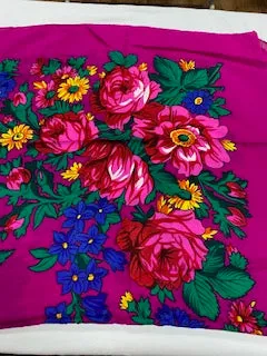 Elegant 44-Inch Fuchsia Floral Scarf - Non-Metallic Design