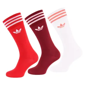 Adidas 3-Pack Solid Crew Mens Red/White Socks