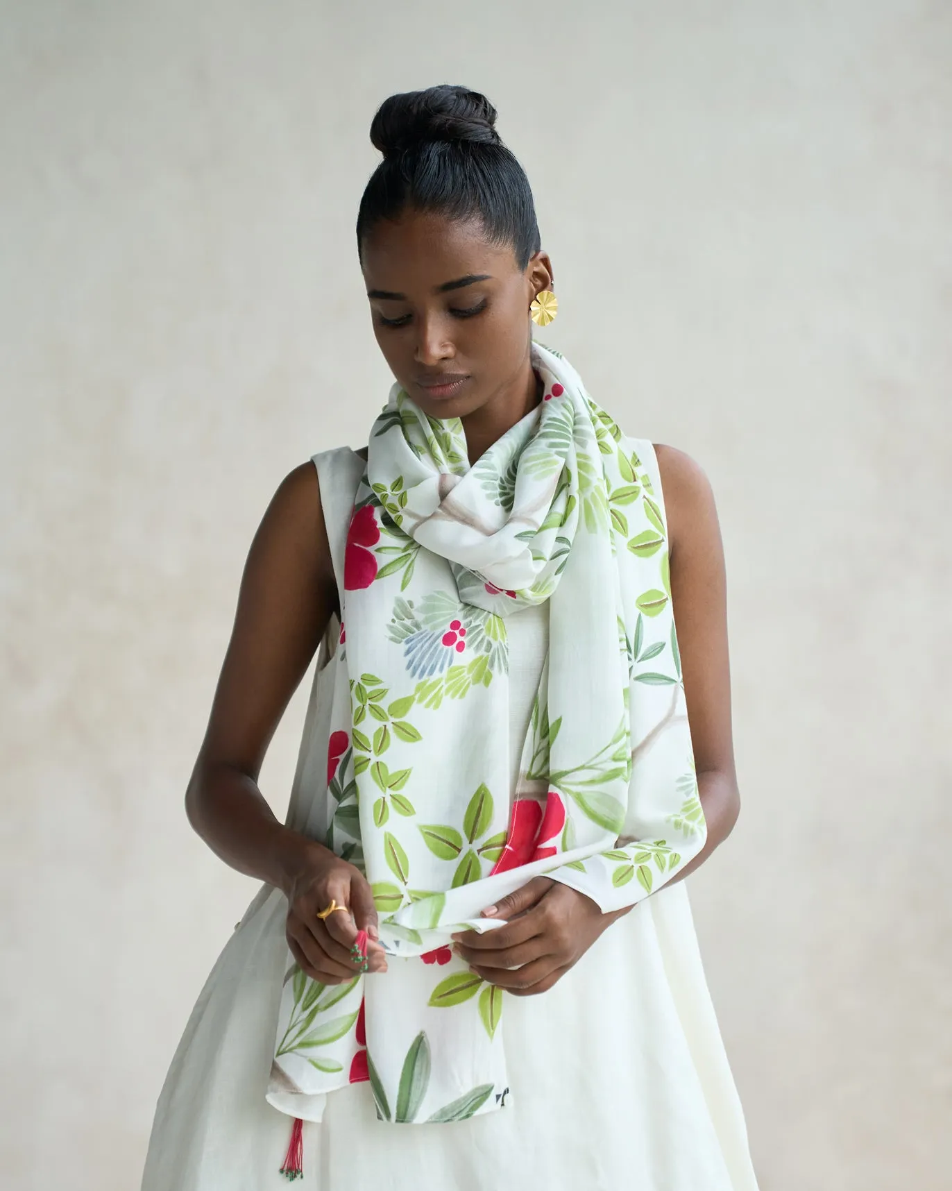 Alaya Scarf - White & Green