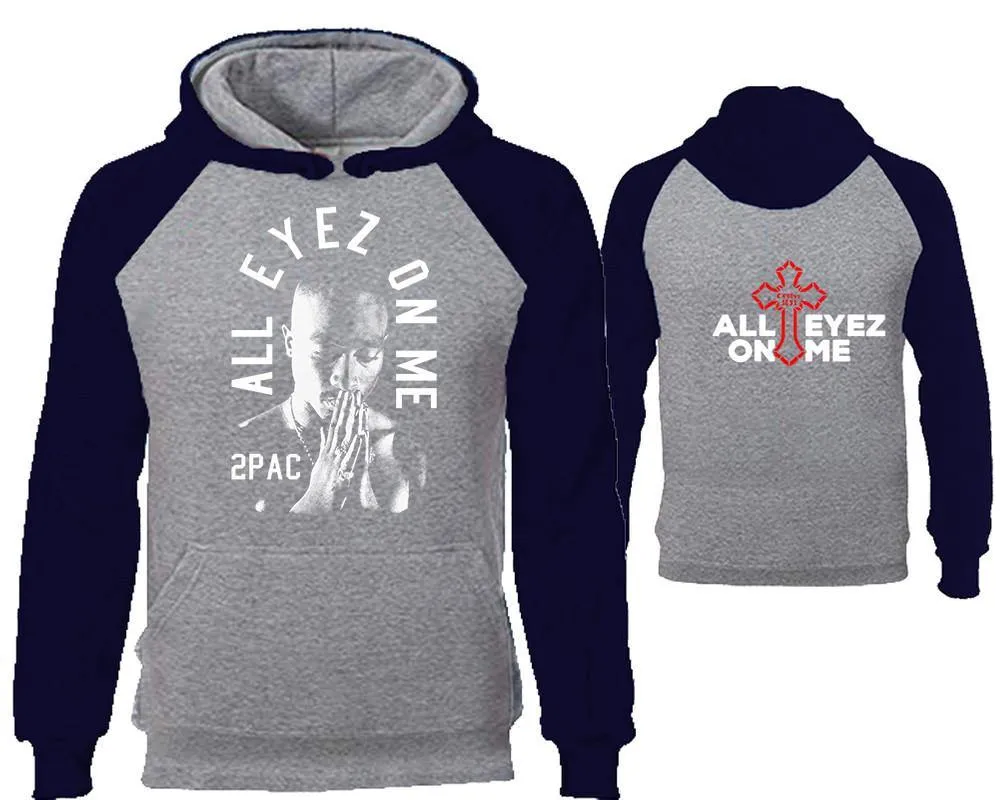 All Eyes On Me Raglan Hoodie with Extendend Back Design, Hip-Hop R&B Inspired Hoodie