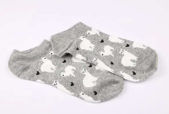 Alpaca Love No-Show Cotton Socks