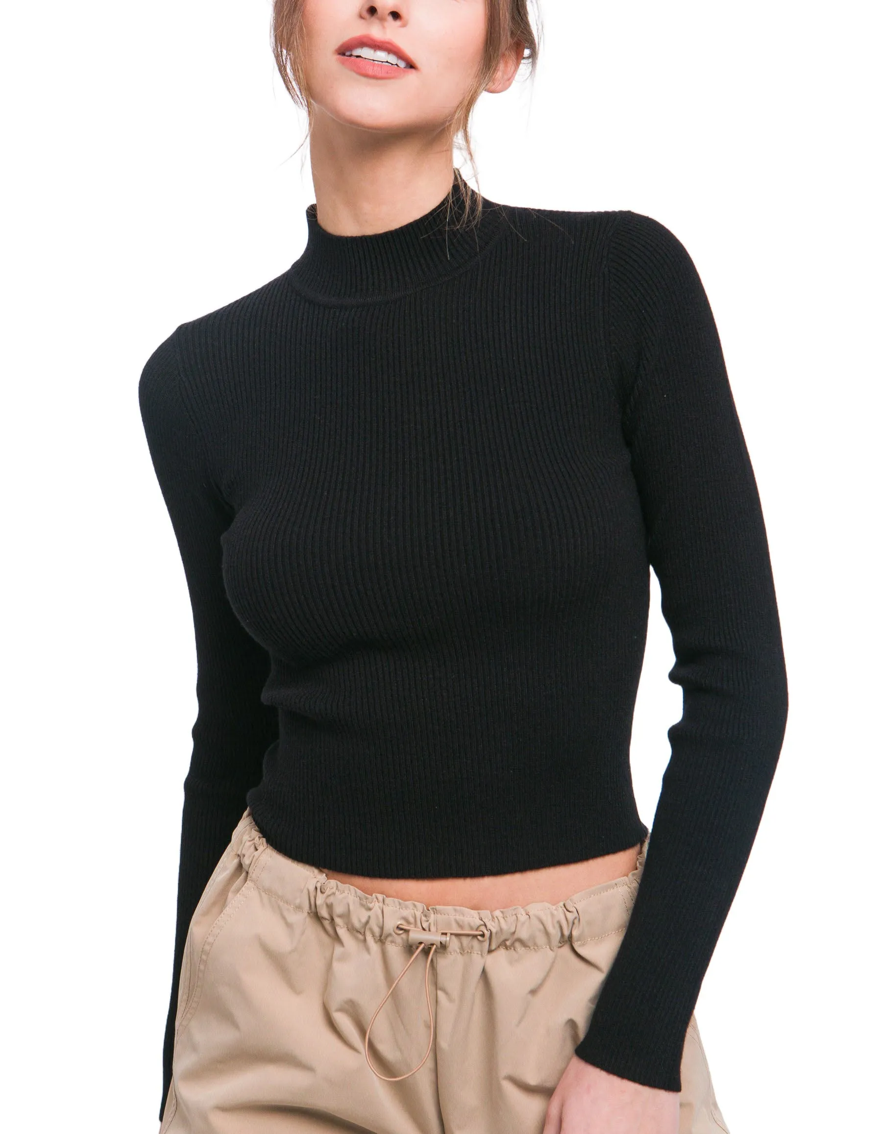 Ari Mock Neck Ribbed Sweater