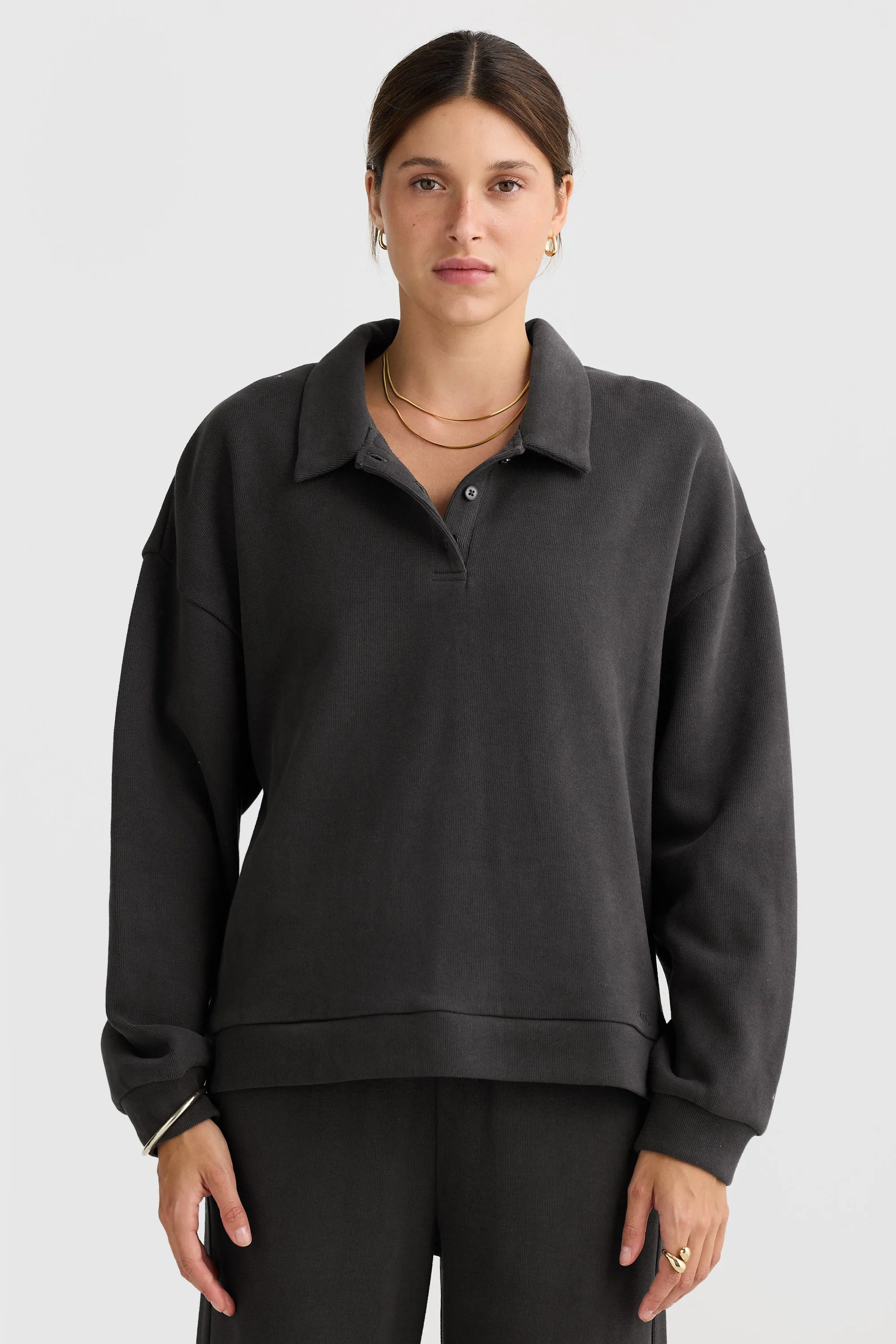 Ava Polo Sweater Washed Black