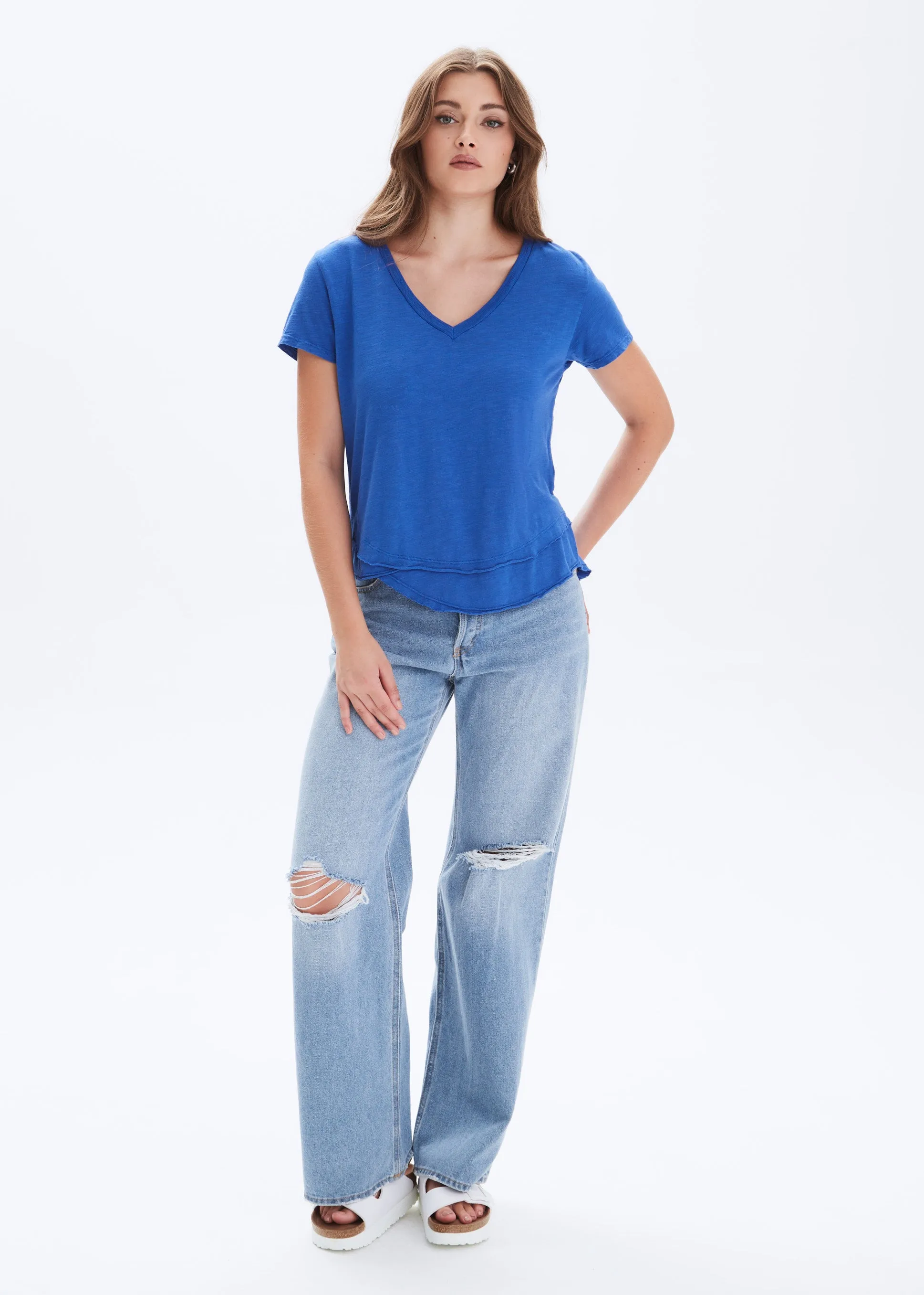 AVA V-NECK MOCK LAYER T-SHIRT