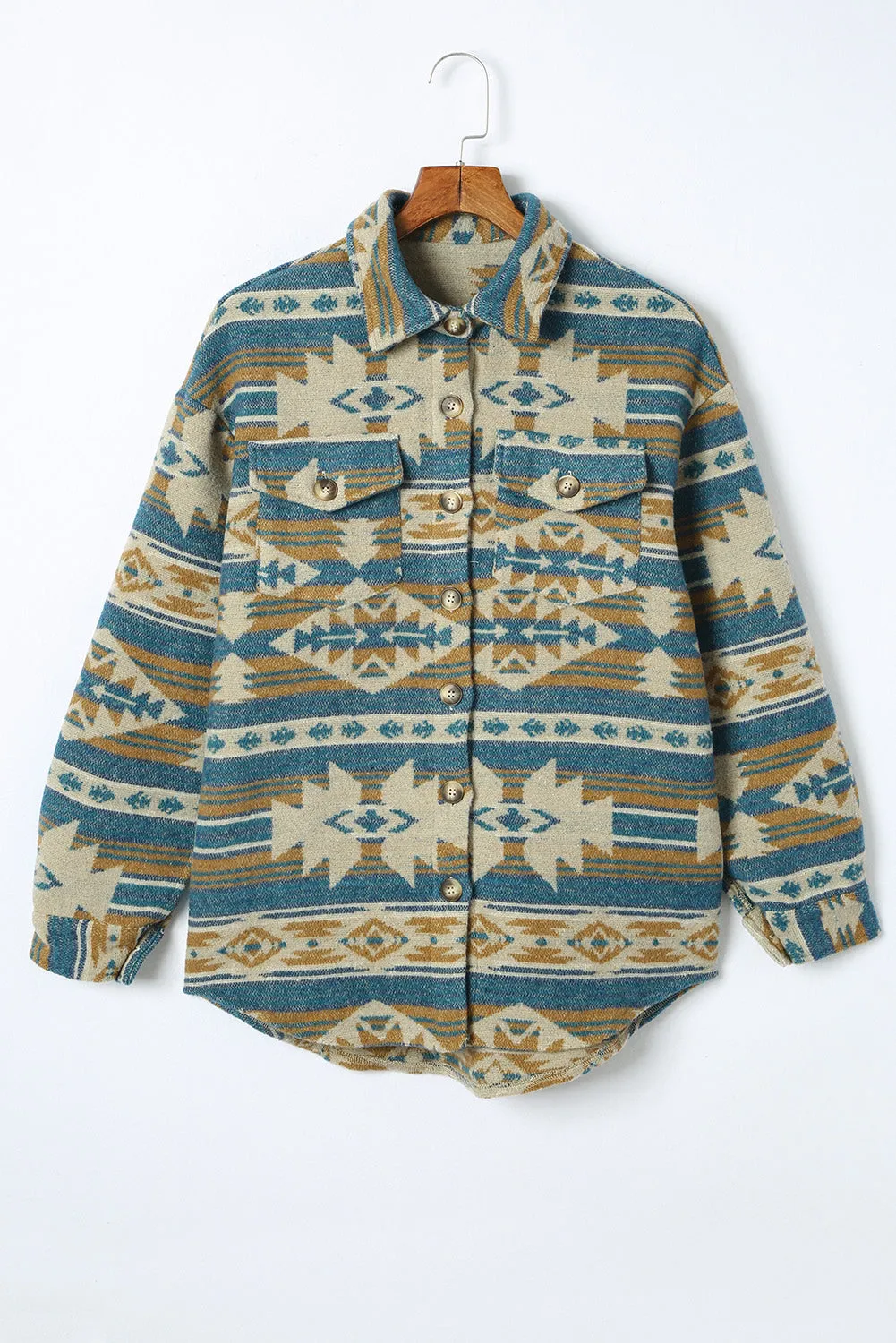 Aztec Print Button Shacket