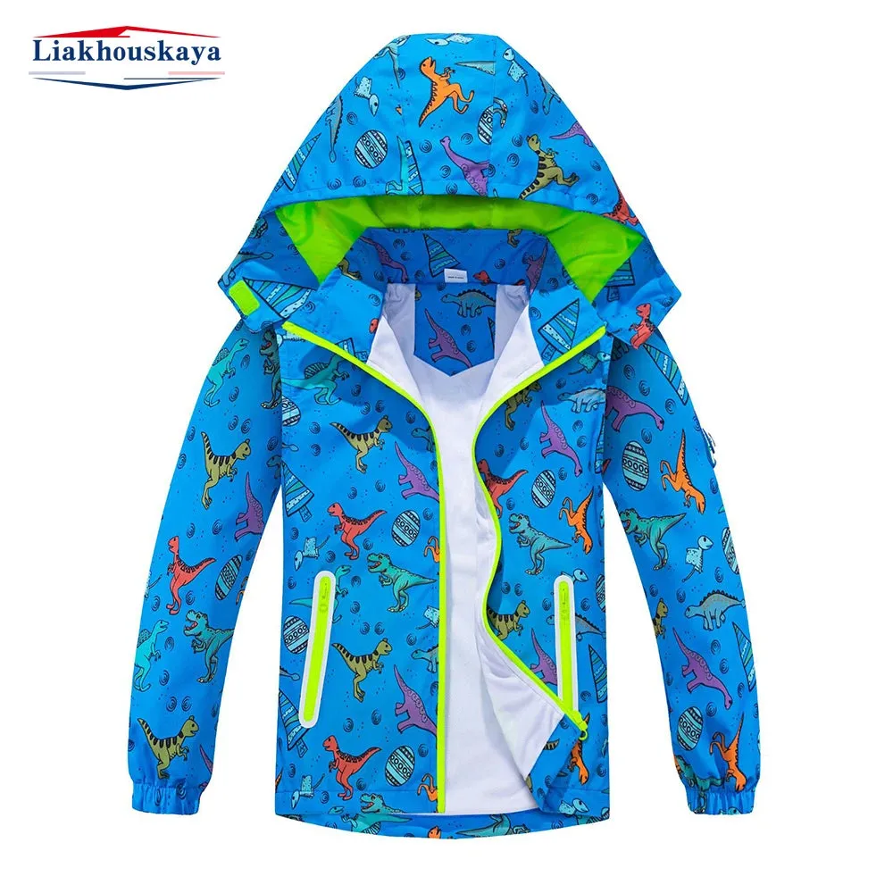 Baby Boys Zip Dinosaur Pattern Fleece Jackets