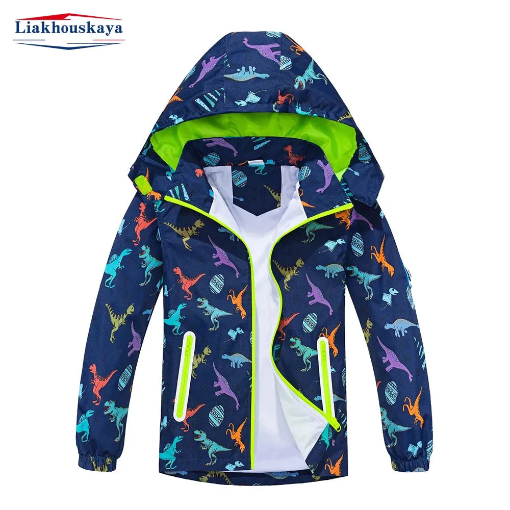 Baby Boys Zip Dinosaur Pattern Fleece Jackets