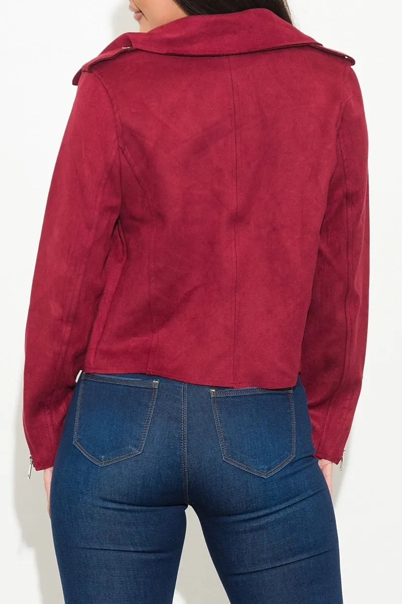 Baily Faux Suede Jacket Burgundy