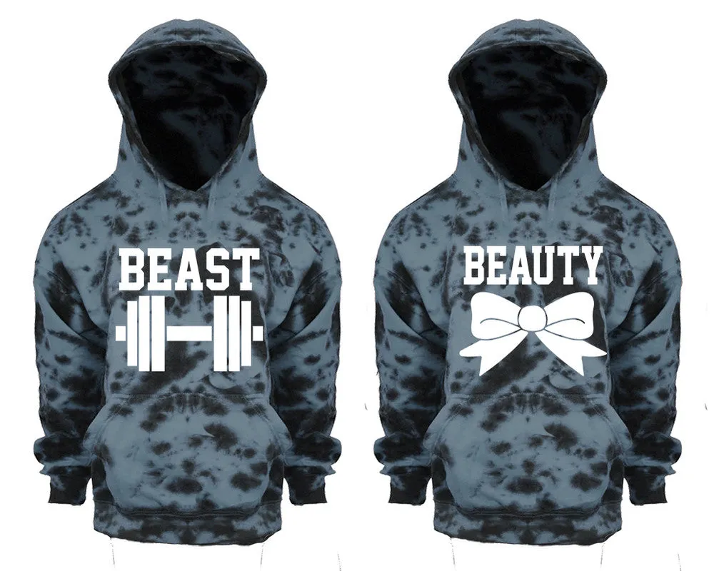 Beast Beauty Couple Tie Dye Pullover Hoodies, Matching Tie Dye Hoodies