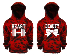 Beast Beauty Couple Tie Dye Pullover Hoodies, Matching Tie Dye Hoodies