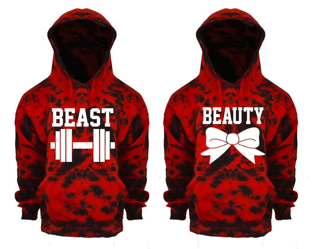 Beast Beauty Couple Tie Dye Pullover Hoodies, Matching Tie Dye Hoodies