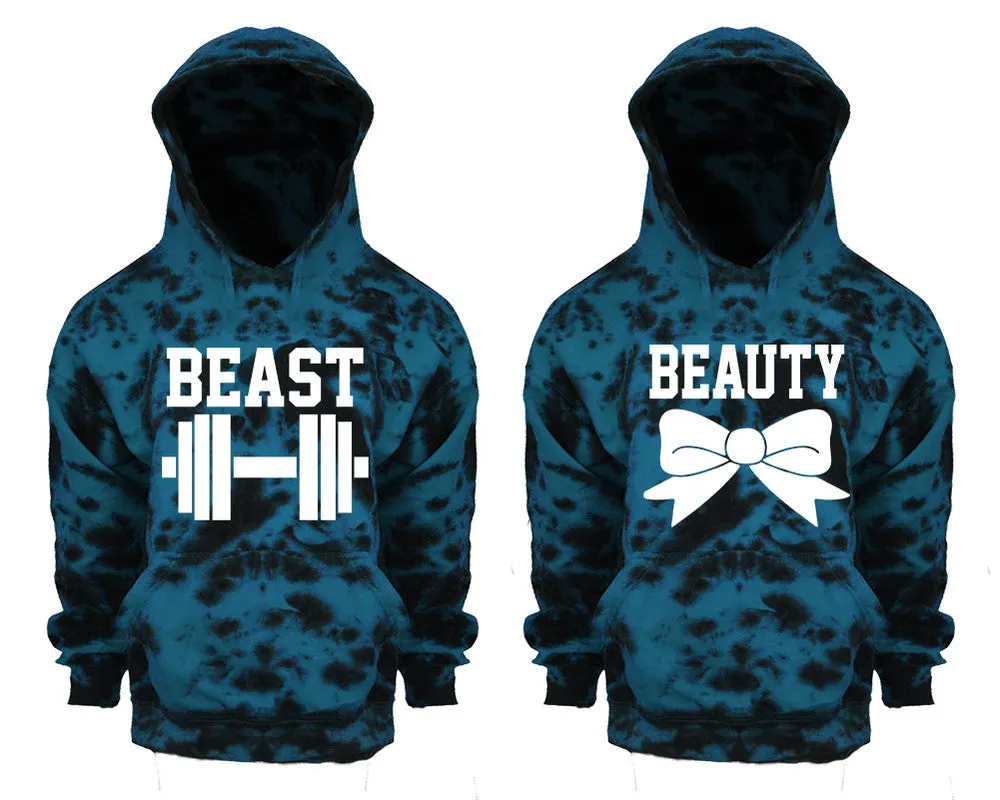 Beast Beauty Couple Tie Dye Pullover Hoodies, Matching Tie Dye Hoodies