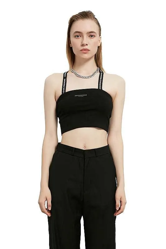 Black Strapped Crop Top