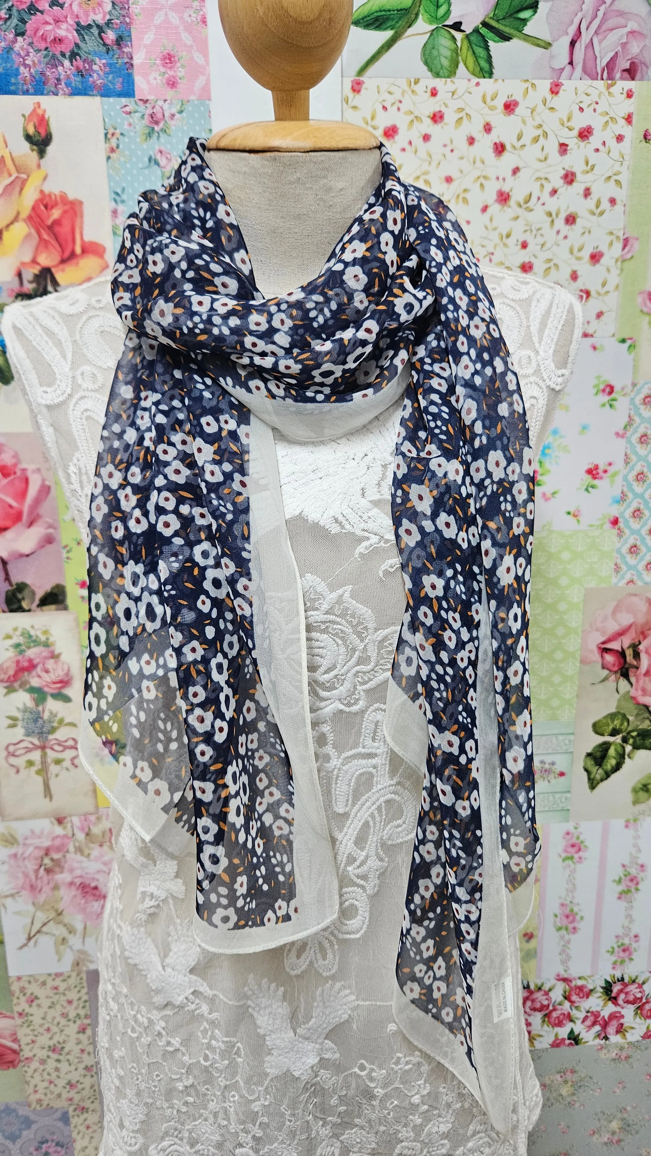 Blue Printed Scarf SE0304