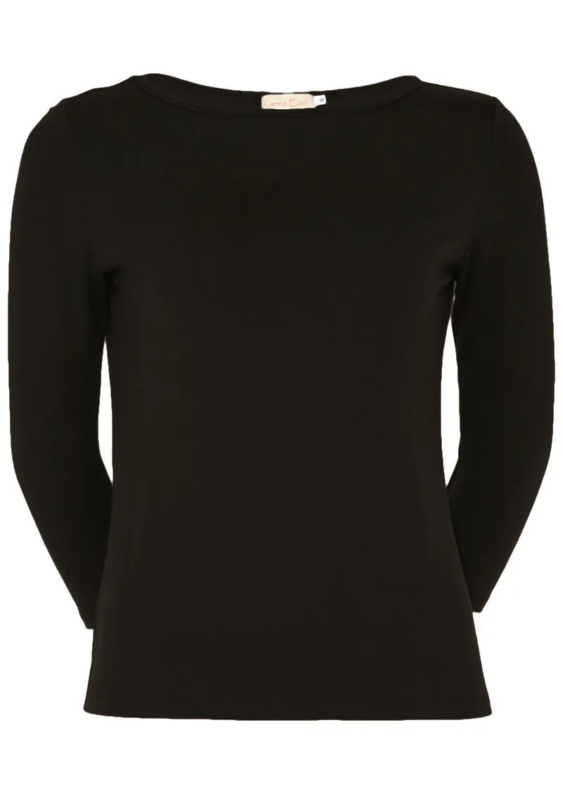 Boat Neck Top Black