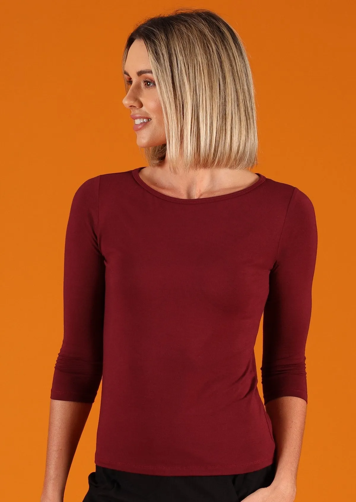 Boat Neck Top Maroon