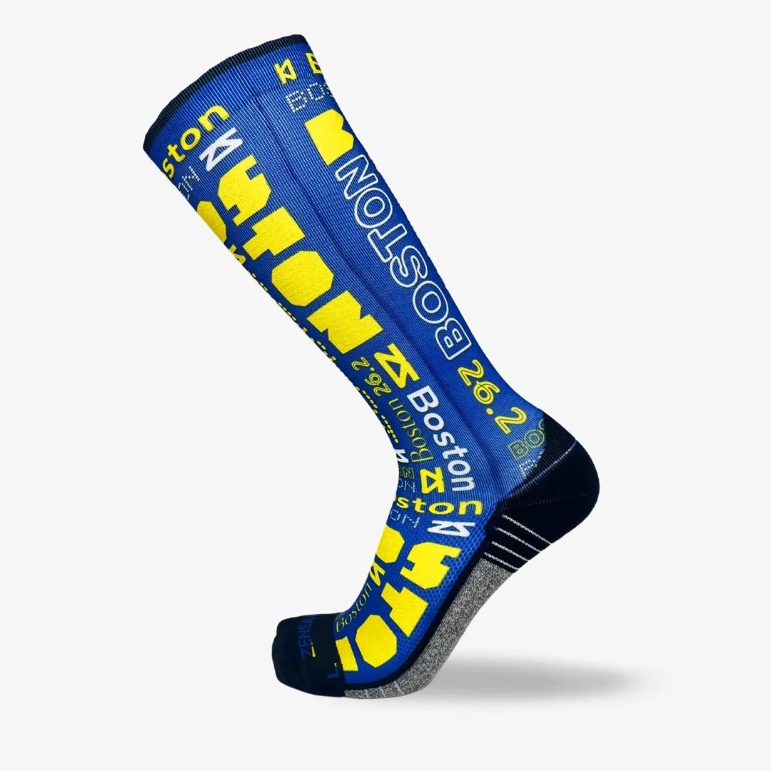 Boston Blue and Yellow Compression Socks (Knee-High)