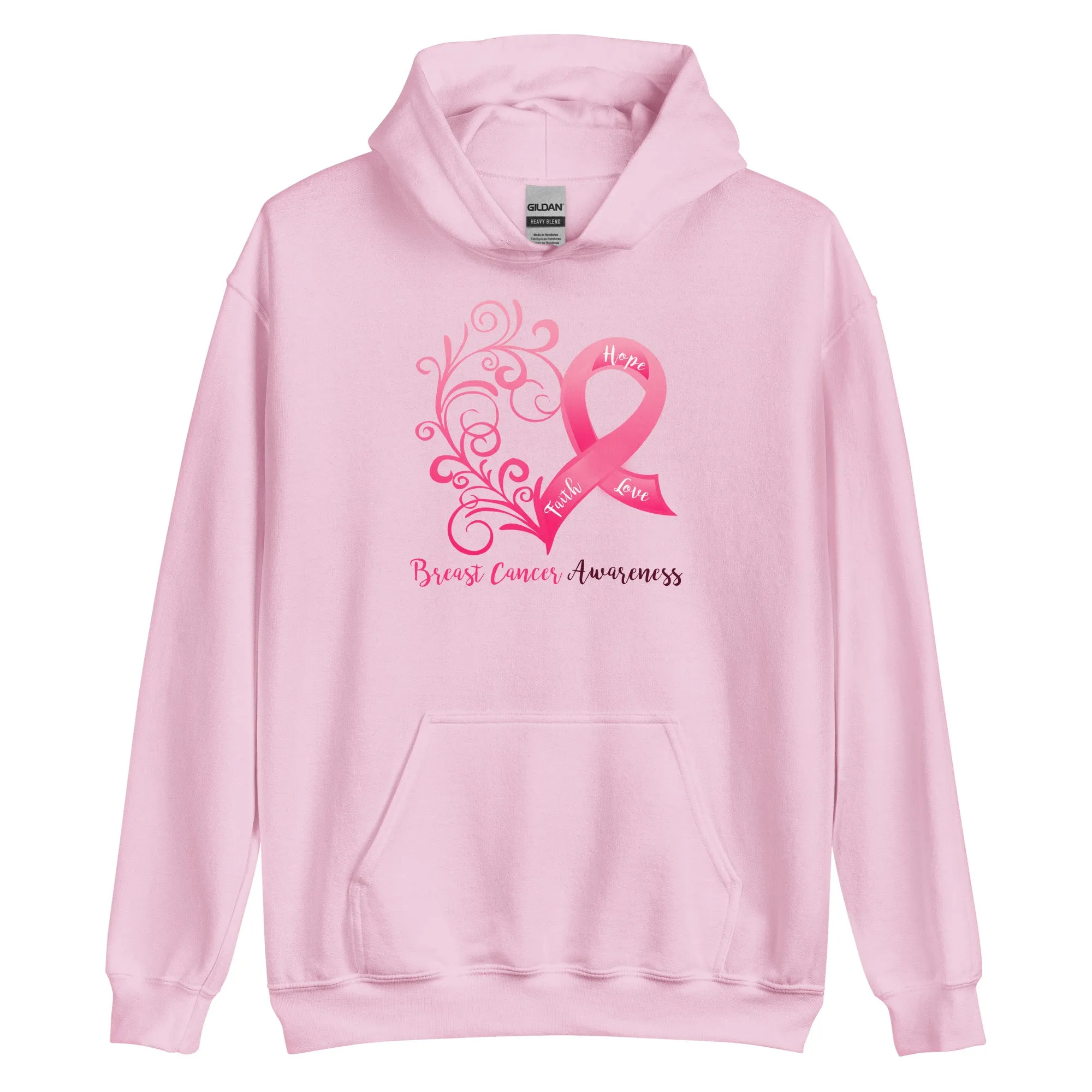 Breast Cancer Awareness Heart Hoodie (Several Colors Available)