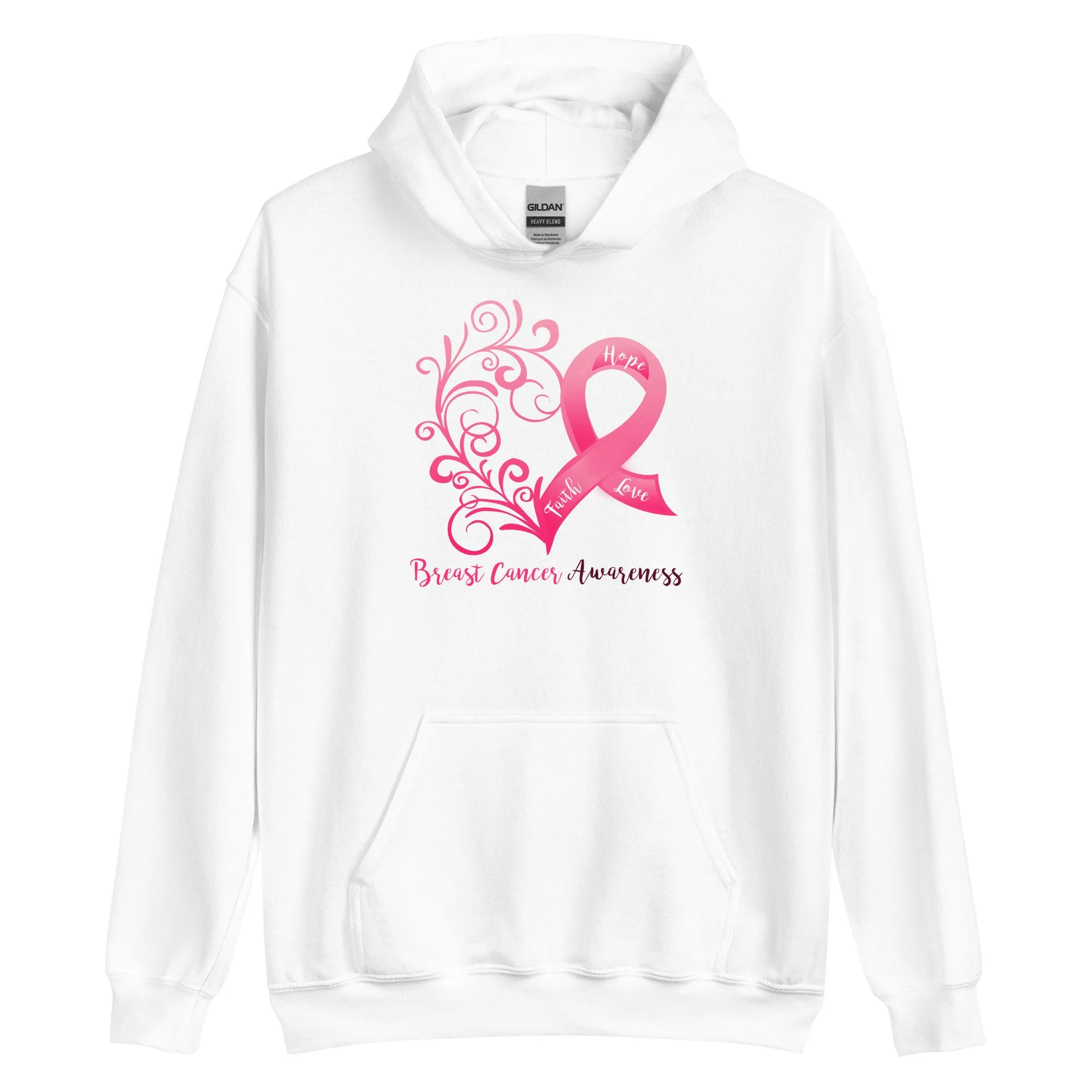 Breast Cancer Awareness Heart Hoodie (Several Colors Available)