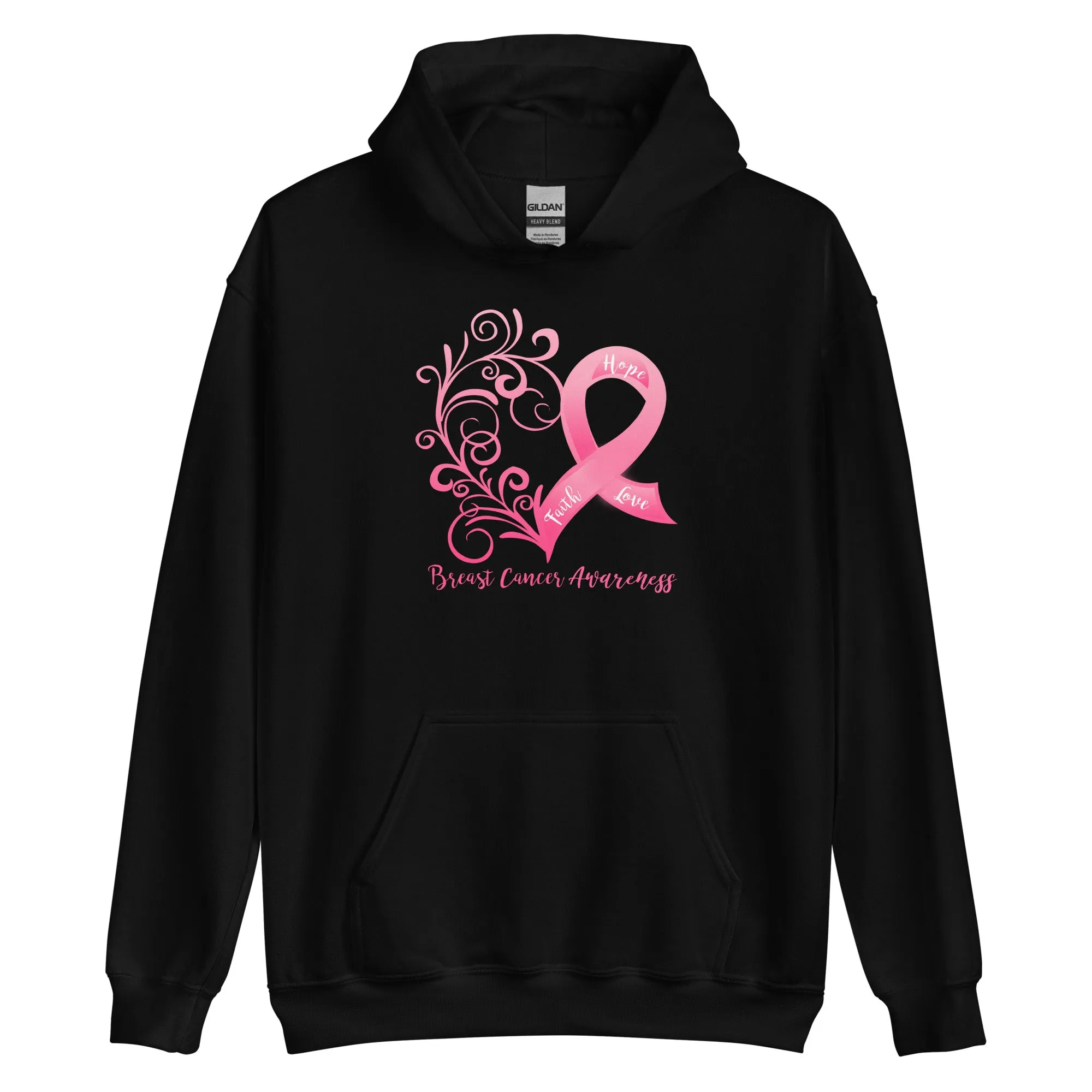 Breast Cancer Awareness Heart Hoodie (Several Colors Available)