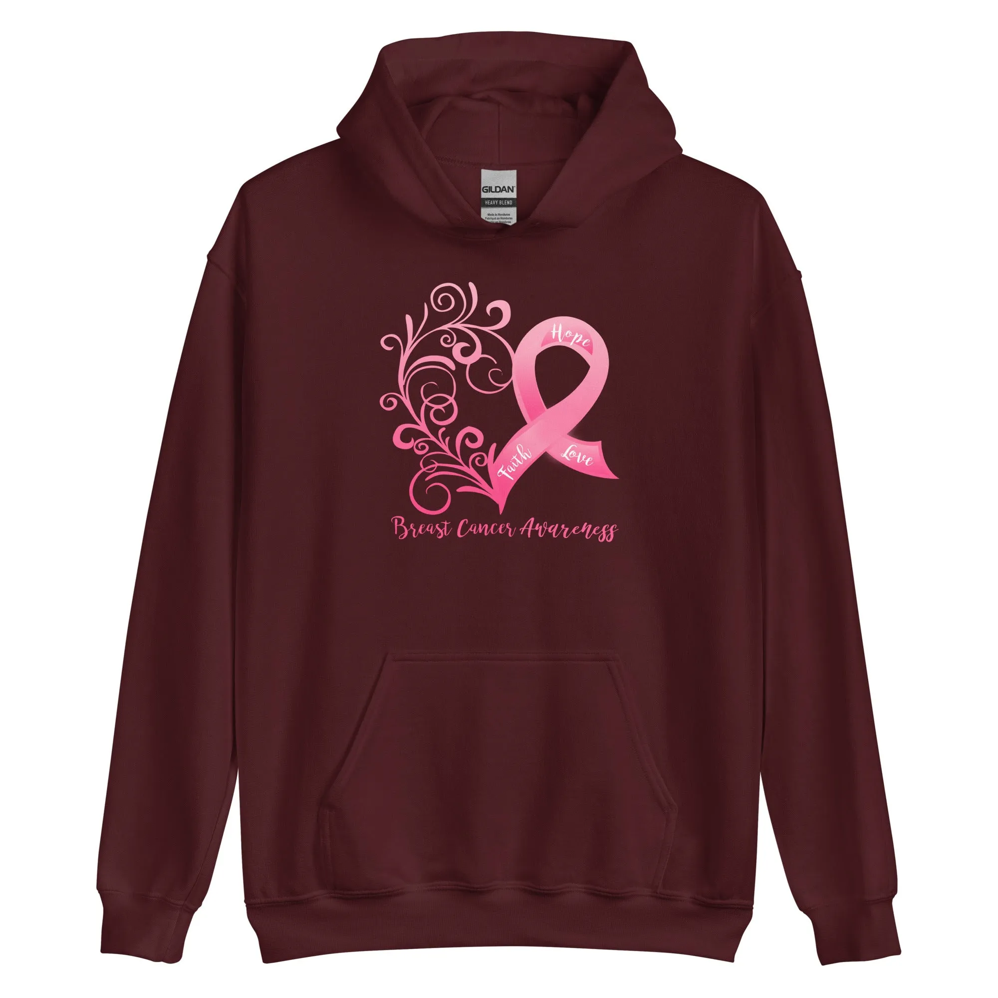 Breast Cancer Awareness Heart Hoodie (Several Colors Available)