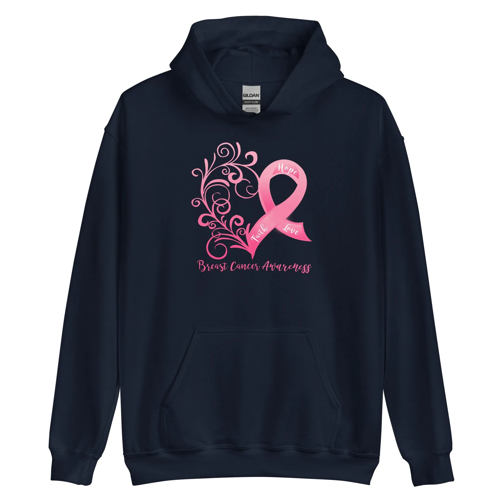 Breast Cancer Awareness Heart Hoodie (Several Colors Available)