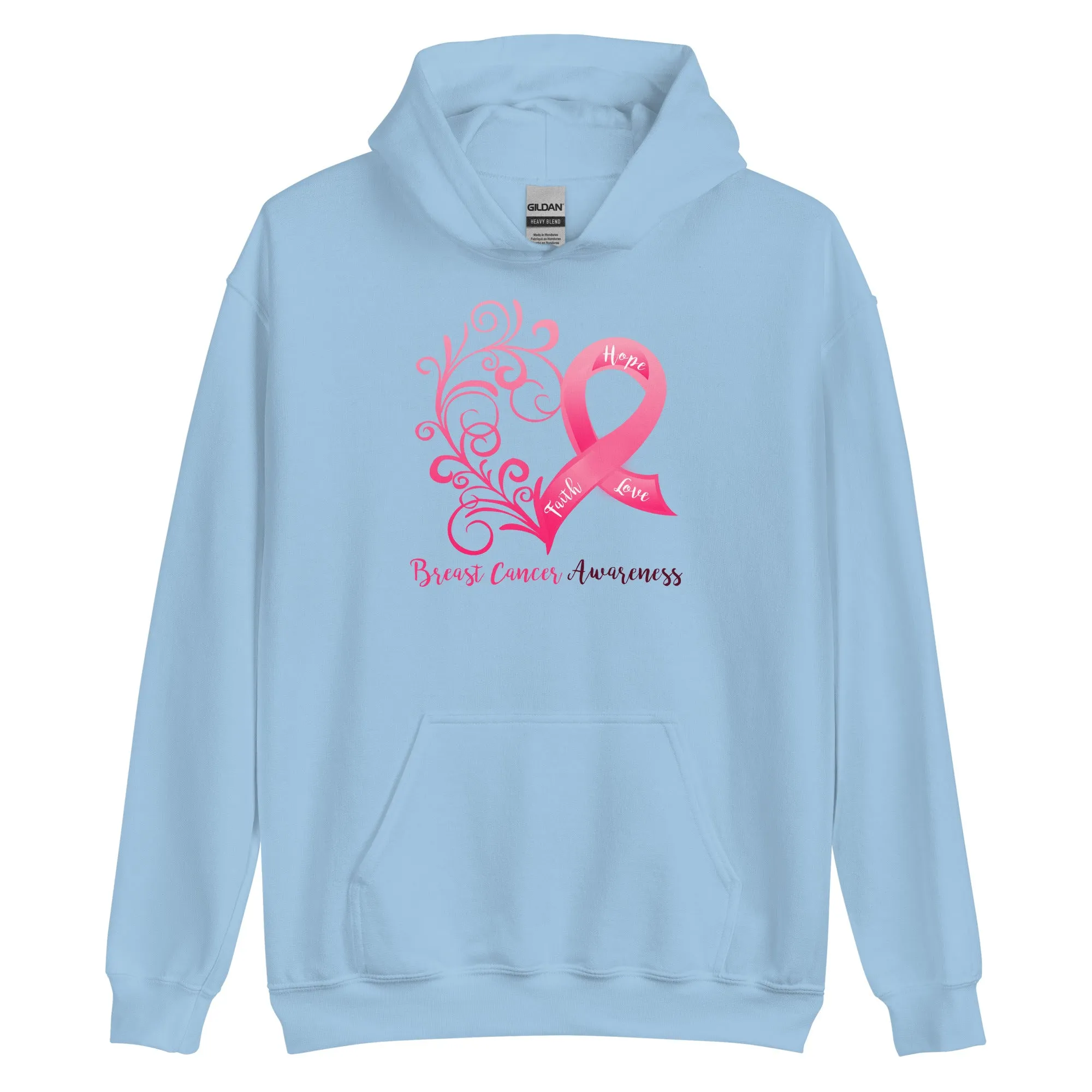 Breast Cancer Awareness Heart Hoodie (Several Colors Available)