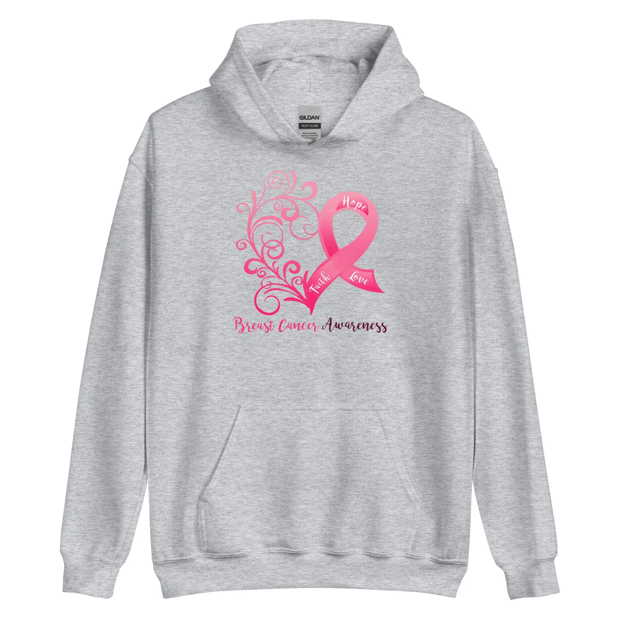 Breast Cancer Awareness Heart Hoodie (Several Colors Available)