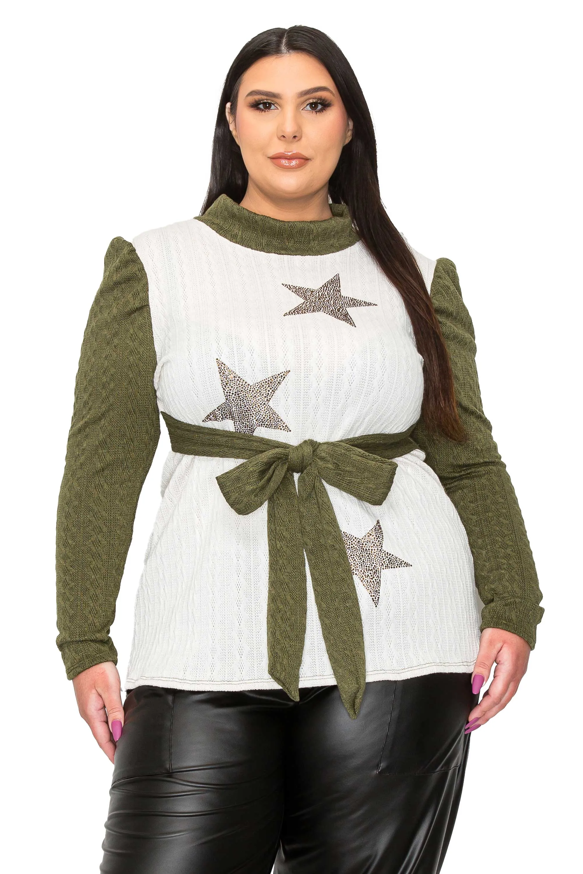 Britt Star Embellished Waist Tie Sweater