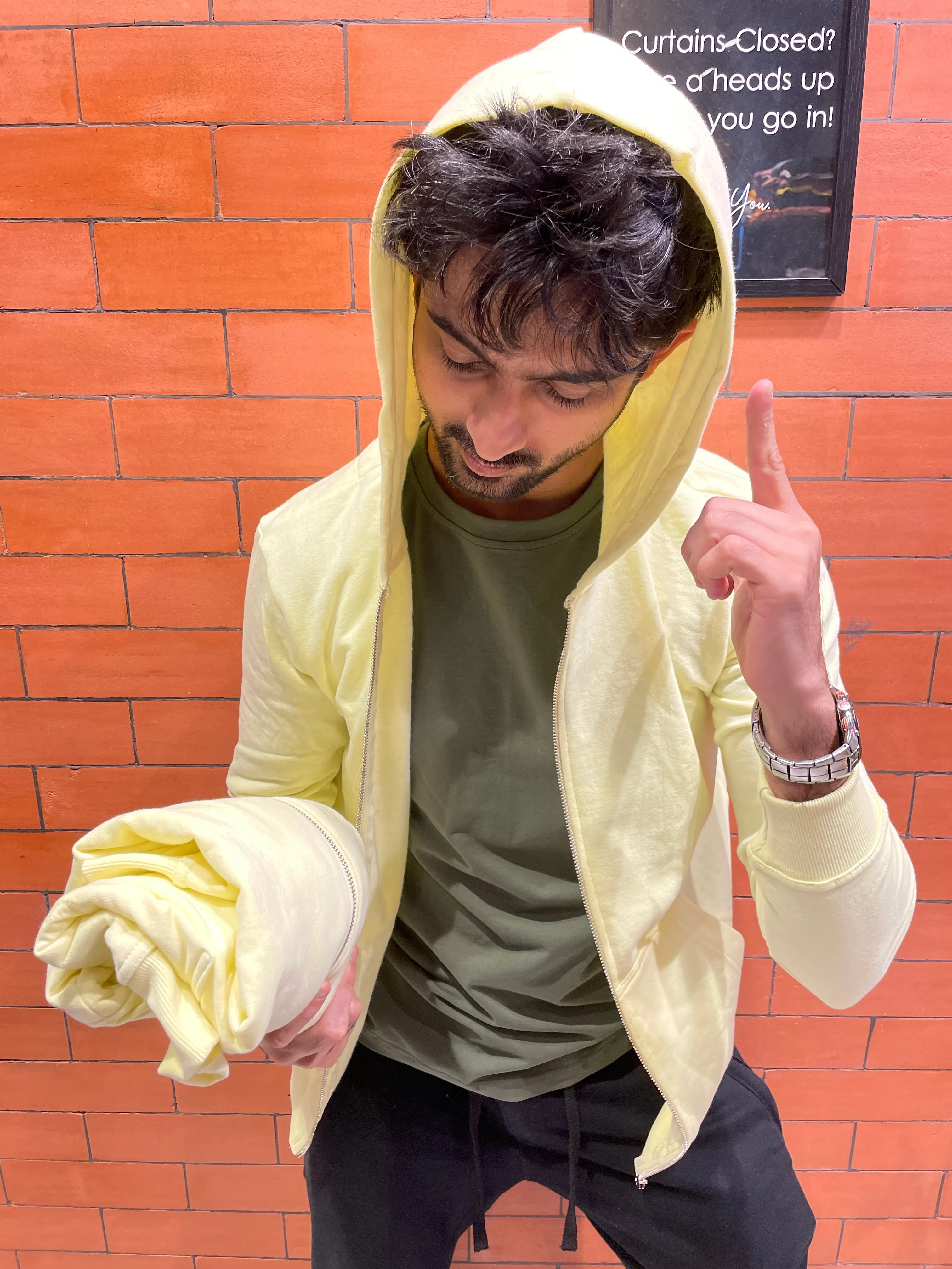 Butter Hooded Jacket with Kangaroo Pocket