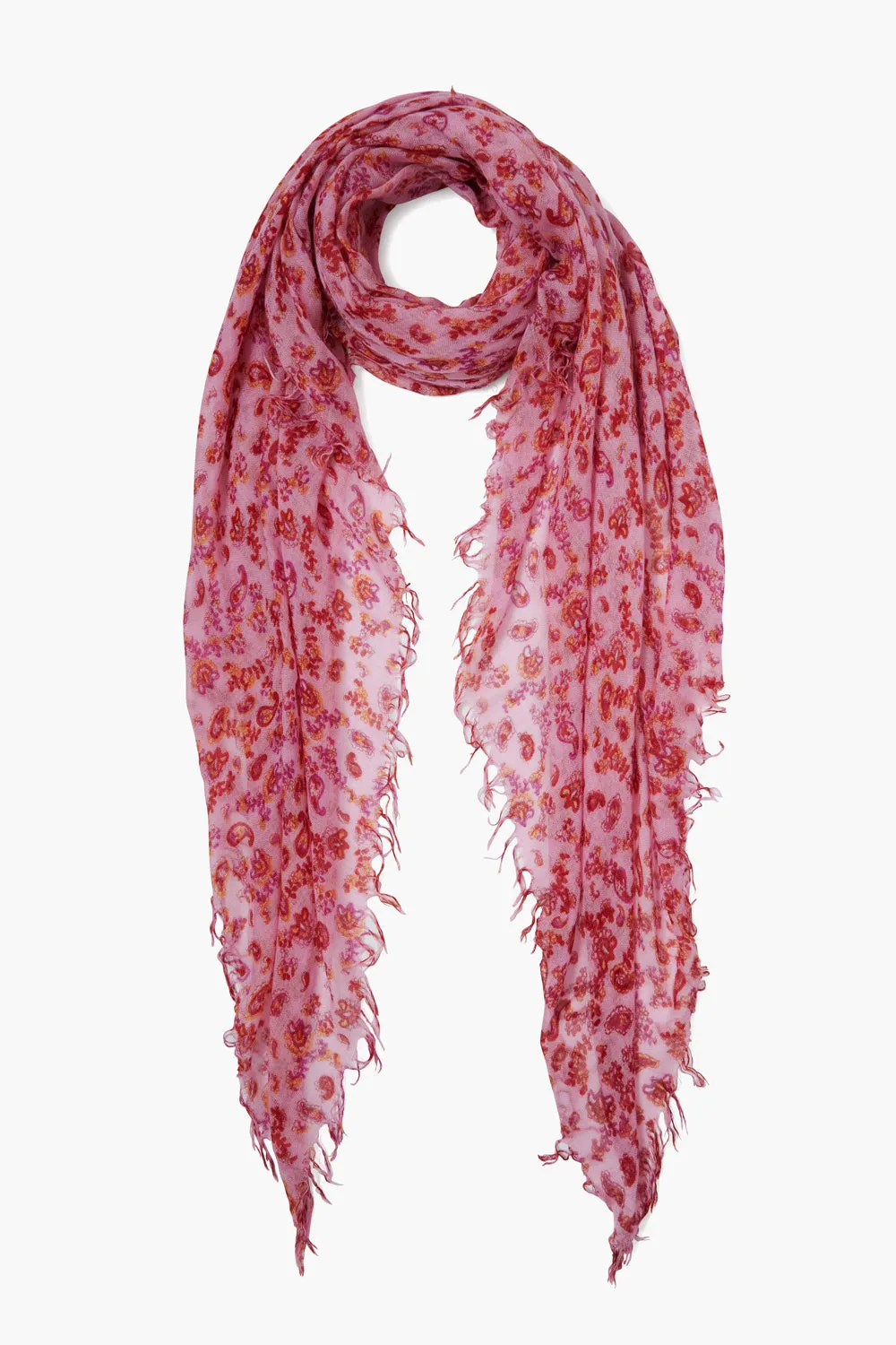 Cashmere and Silk Scarf Fuchsia Pink Paisley