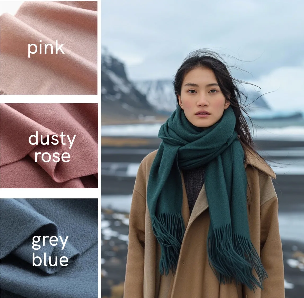 Cashmere long winter scarf | Many colors