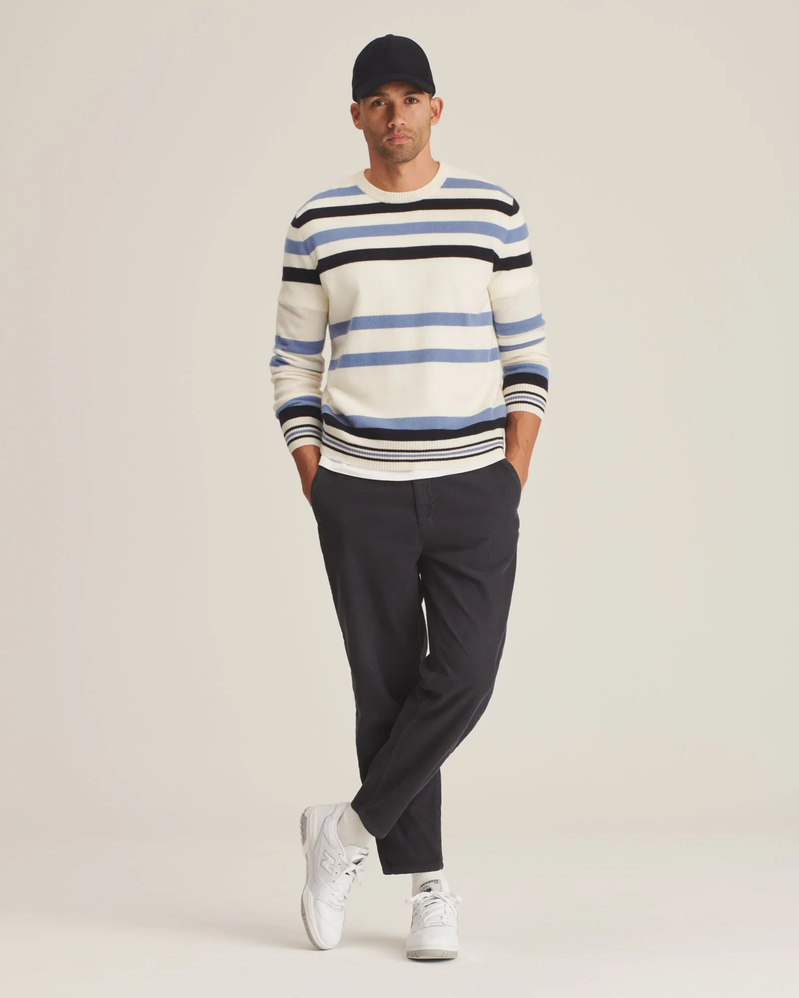 Cashmere Striped Crewneck Sweater