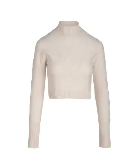 Cashmino Cropped Cable Mockneck