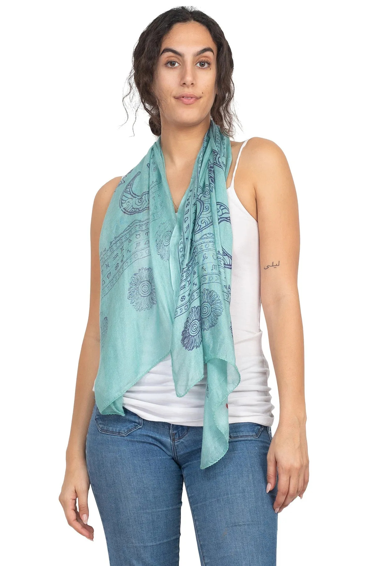 Celestial Zodiac Printed Soft Summer Scarf