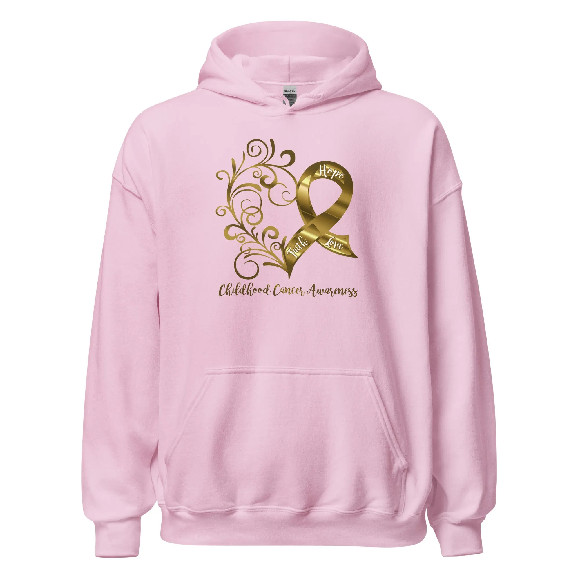 Childhood Cancer Awareness Heart Adult Size Hoodie (Several Colors Available)