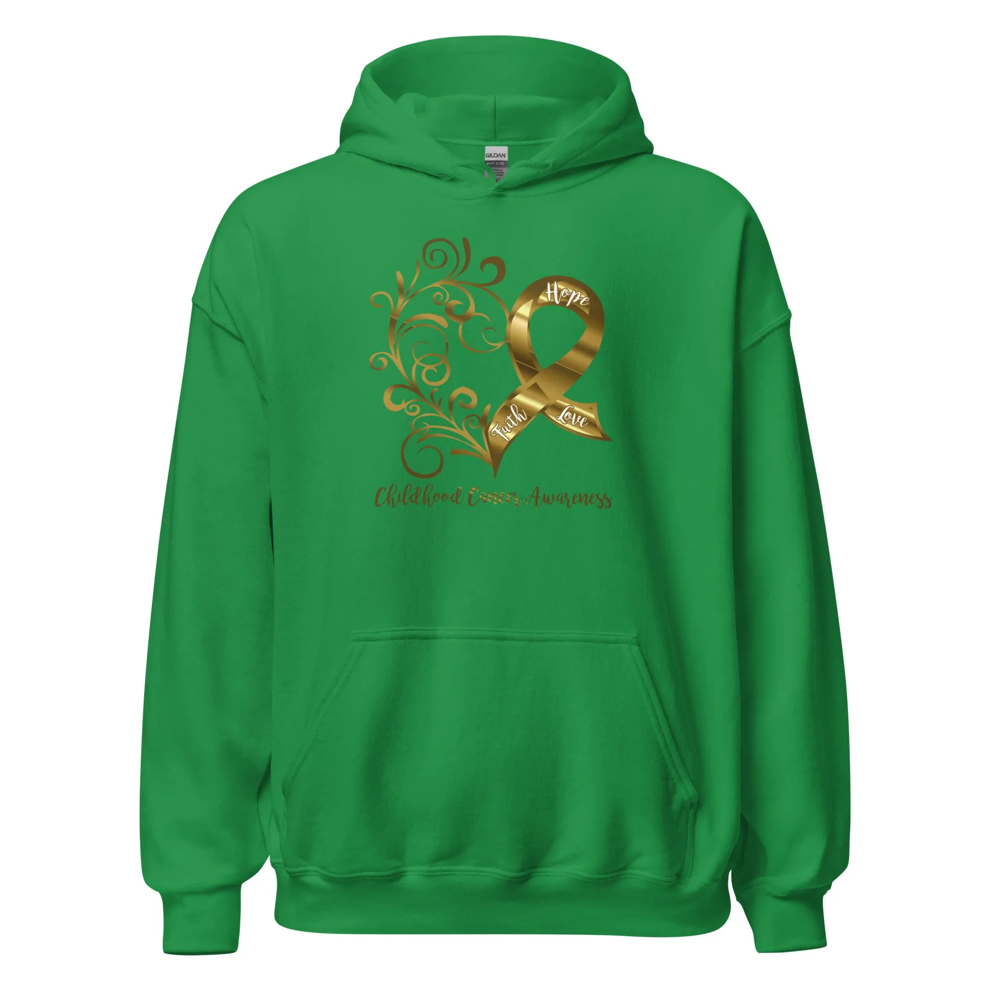 Childhood Cancer Awareness Heart Adult Size Hoodie (Several Colors Available)