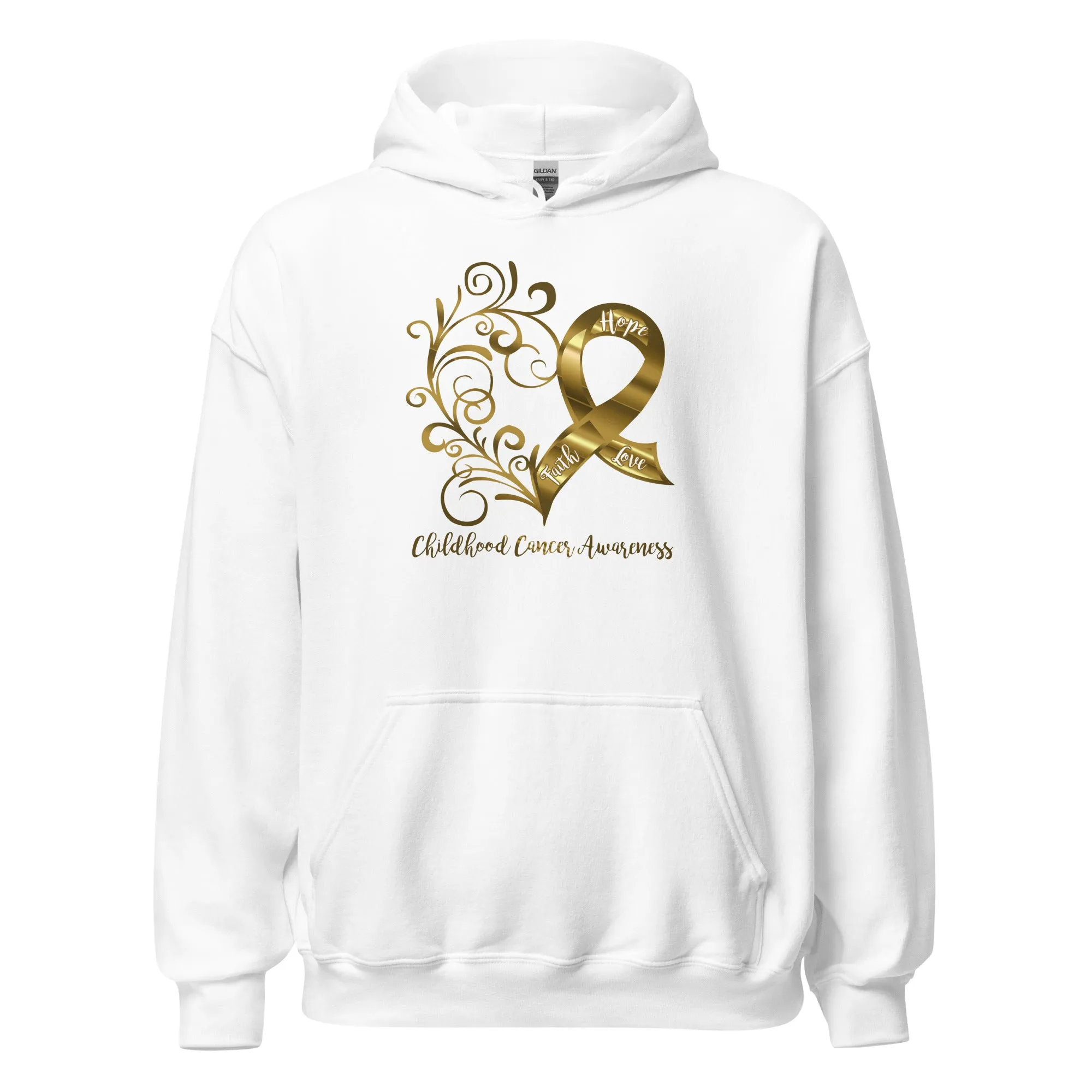 Childhood Cancer Awareness Heart Adult Size Hoodie (Several Colors Available)