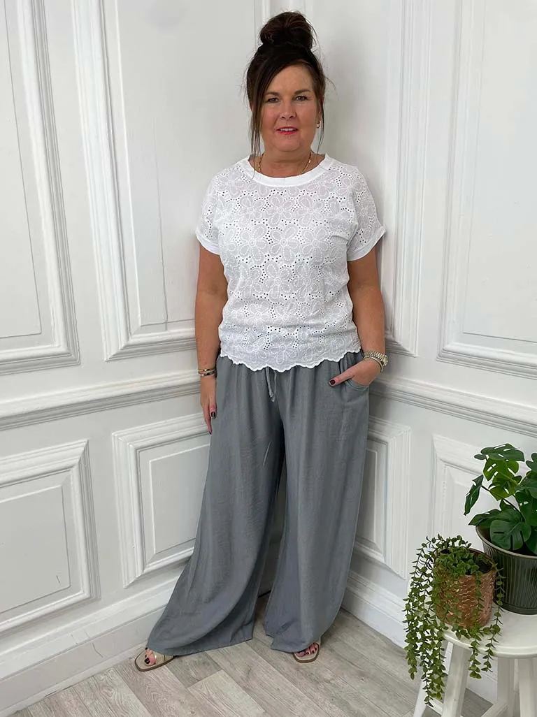 Classic Palazzo Trousers - Steel