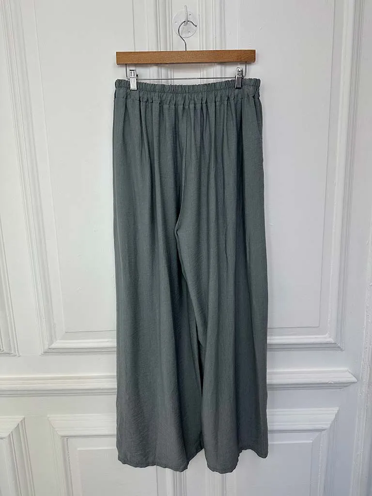 Classic Palazzo Trousers - Steel