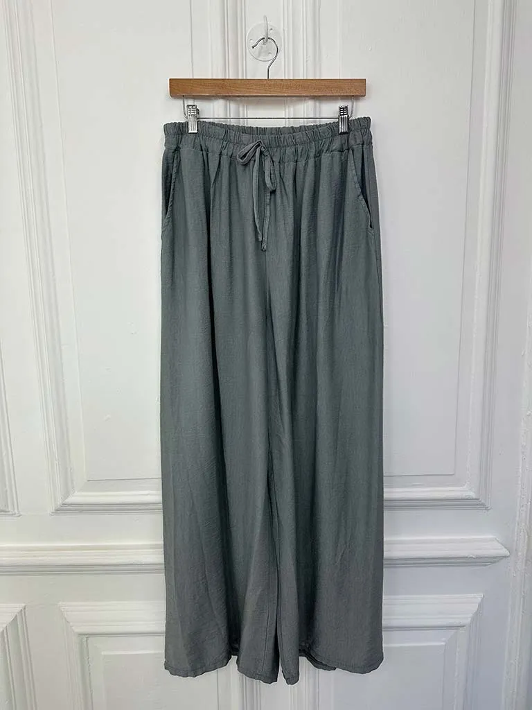 Classic Palazzo Trousers - Steel