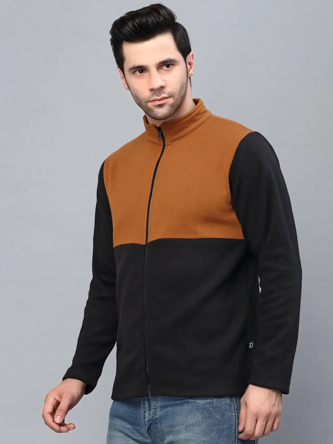 Color Blocked High Neck Polar Fleece Jacket