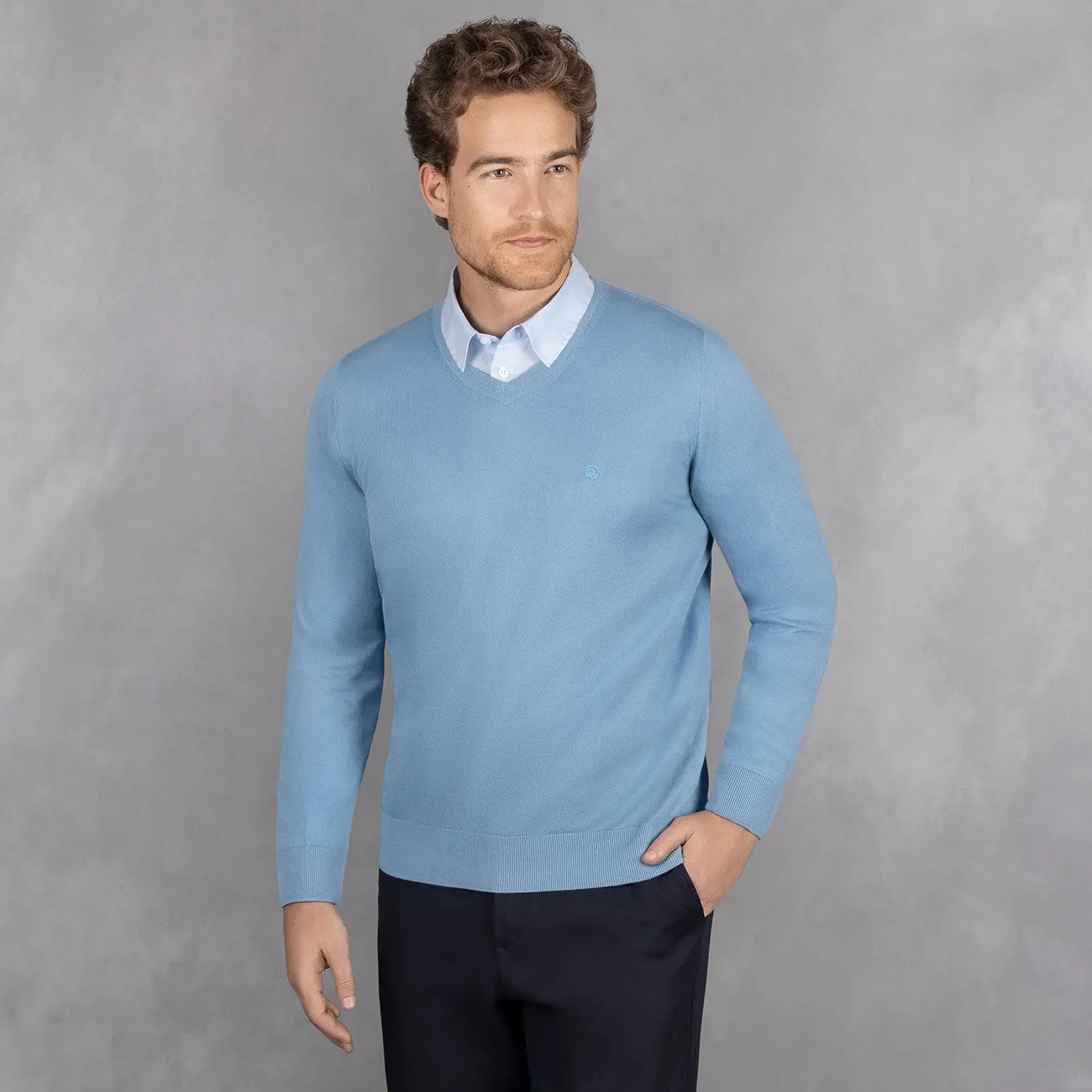 Cotton Pullover V-Neck Men