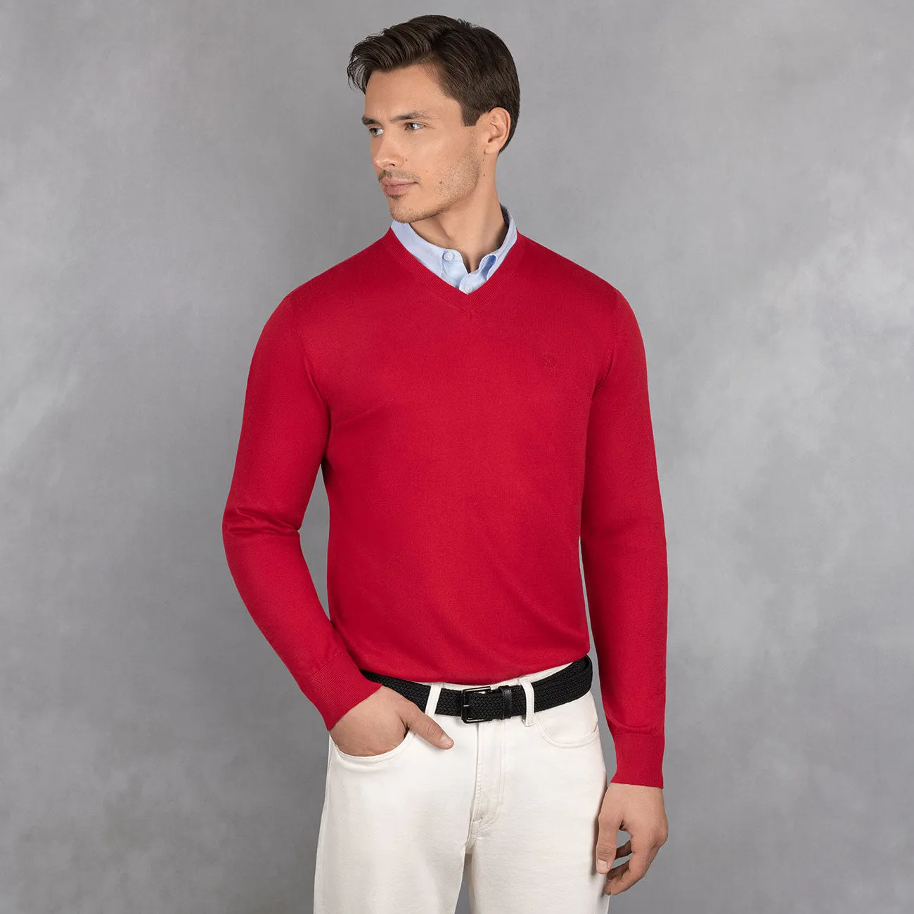 Cotton Pullover V-Neck Men