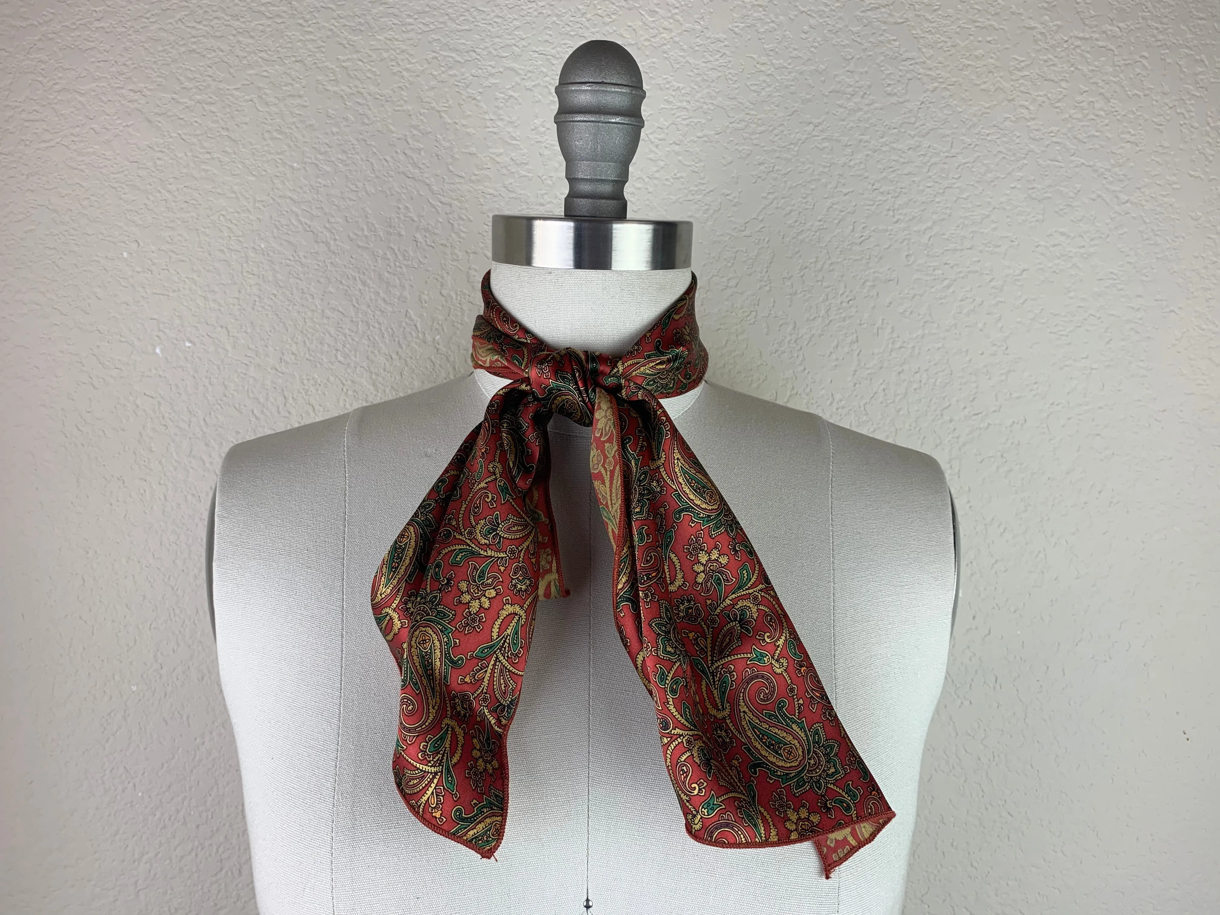 CR Red and Tan Paisley Silk Scarf