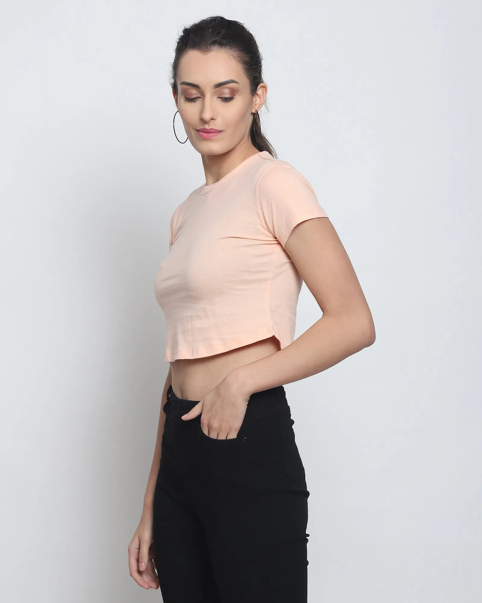 Crop Top: Solid Peach