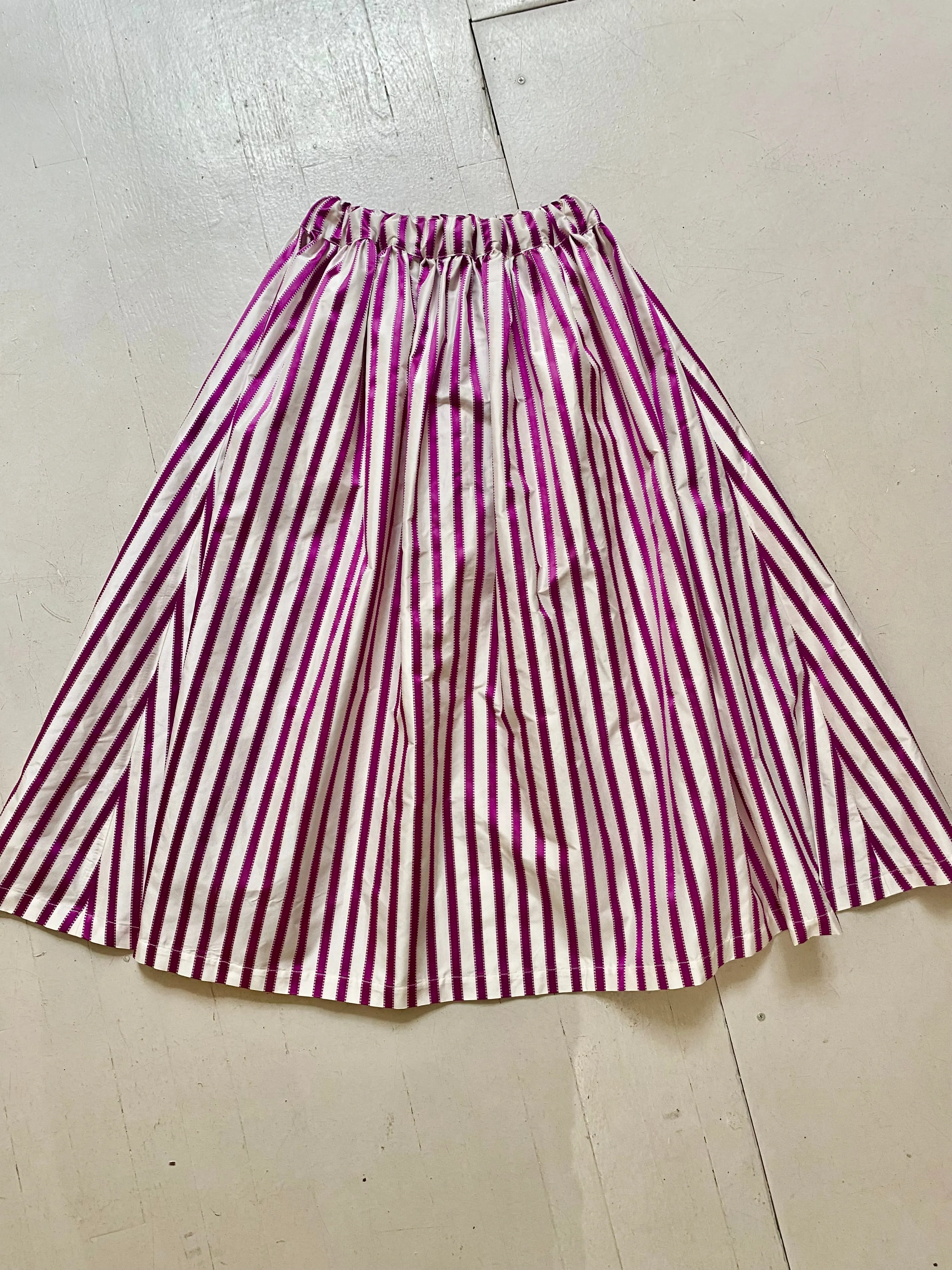 Dale Skirt in Cerise Stripe Silk