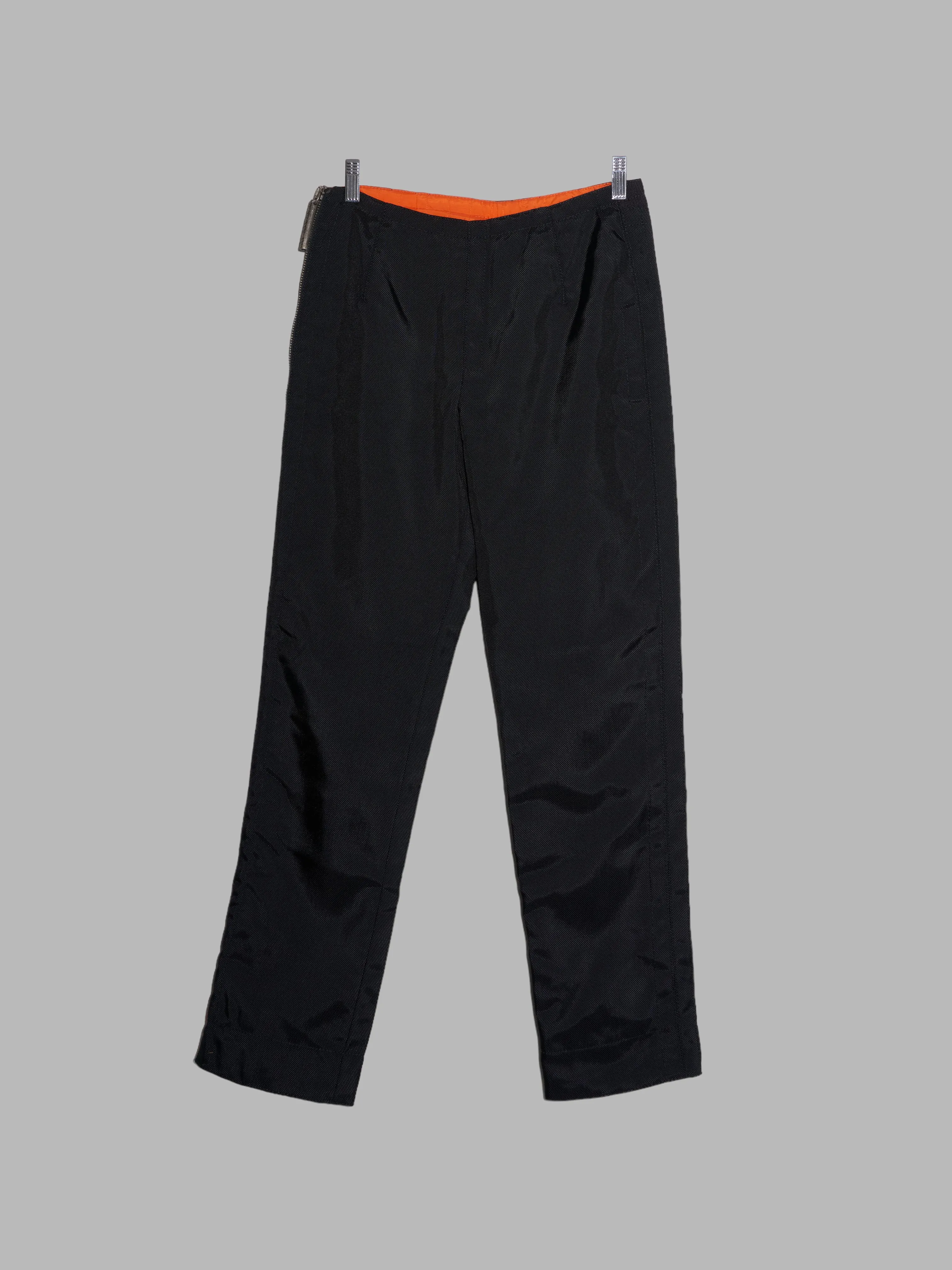 Dirk Bikkembergs Hommes 1990s black ballistic nylon quilted side zip trousers