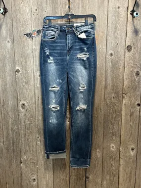 Distressed Cuffed Mom Jeans